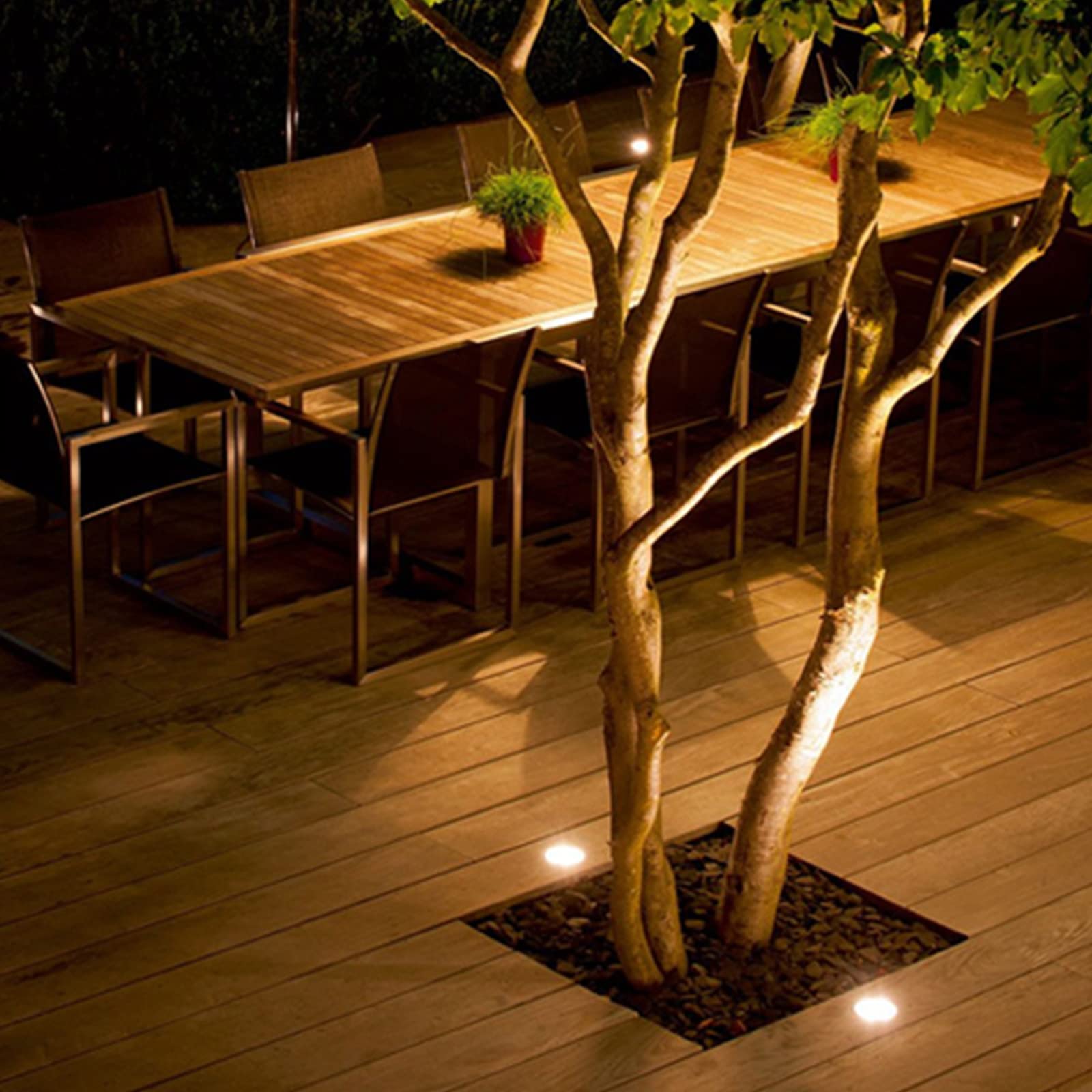 Daromigo Faretto da incasso a pavimento, rotondo, bianco caldo, 3 W, IP67, impermeabile, in acciaio inox, per terrazze/giardino/marciapiedi, patio, vialetto, prato, set da 8 pezzi
