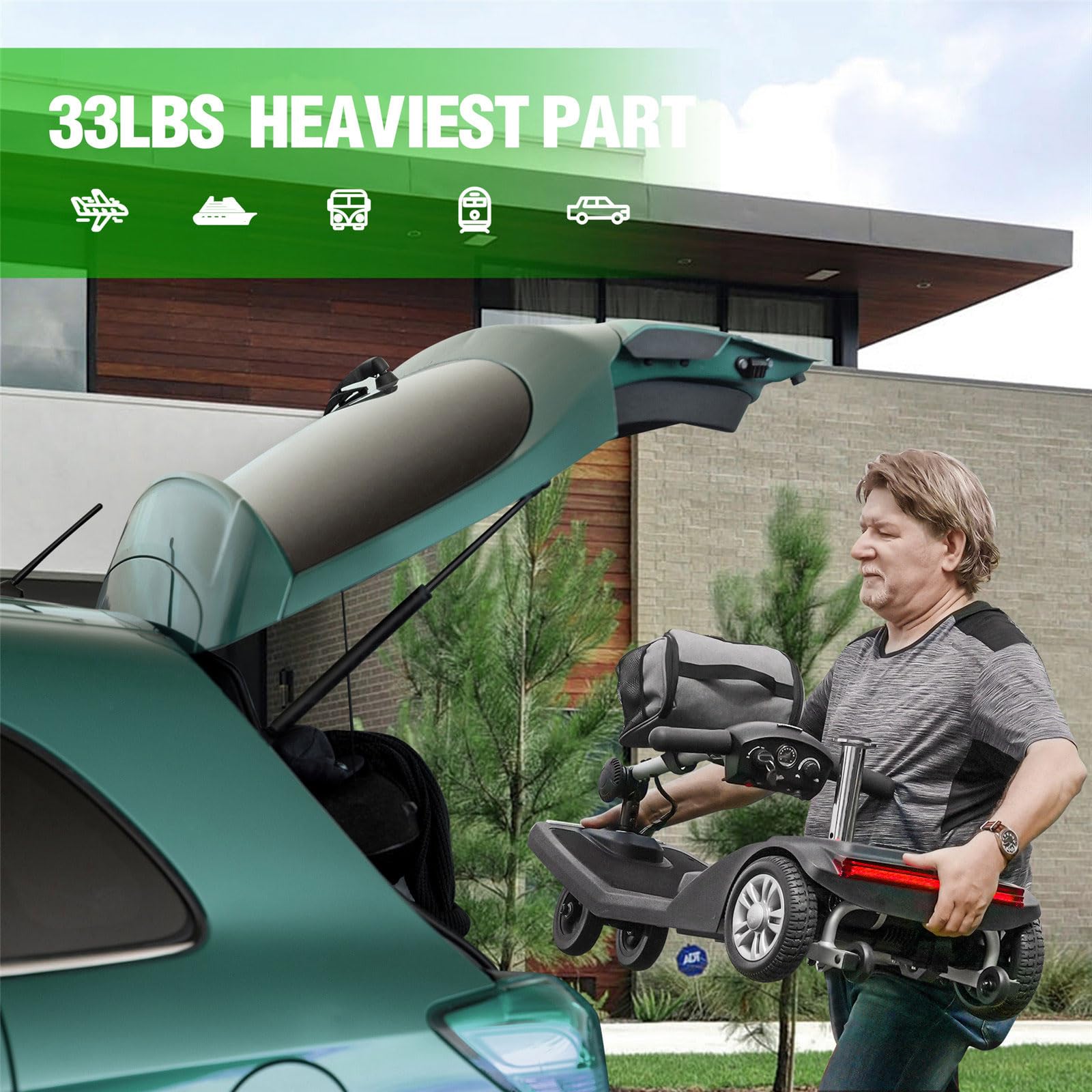 UYSELA Scooter de Movilidad Eléctrico para Personas Mayores, 4 Ruedas, Scooter Movilidad Reducida, Asiento Giratorio, Compacto y Seguro, Desmontable Medidas Reducidas