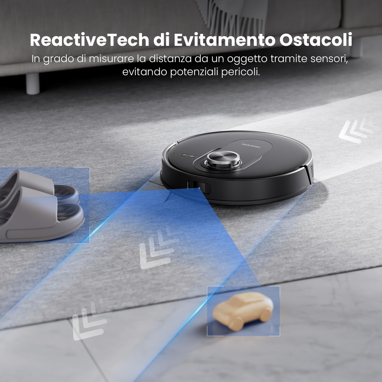 Proscenic Q8 Max+ Robot Aspirapolvere Lavapavimenti con Mappatura 8000Pa, 200 min, Evitamento Automatico Degli Ostacoli, Robot aspirapolvere con WiFi/Alexa/App, per Tappeti/Pavimenti/Peli
