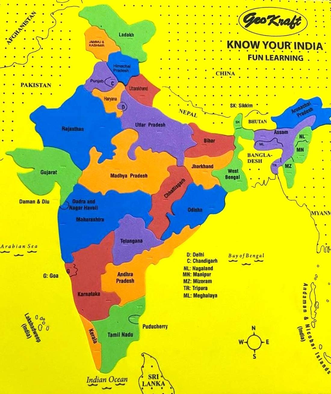 GeoKraft India Map States of India Activity Puzzle STEM Toy - Educational Learning Aid for Kids 4 Years and Above (B08Y7ZS9V8) Amazon Price History, Amazon Price Tracker