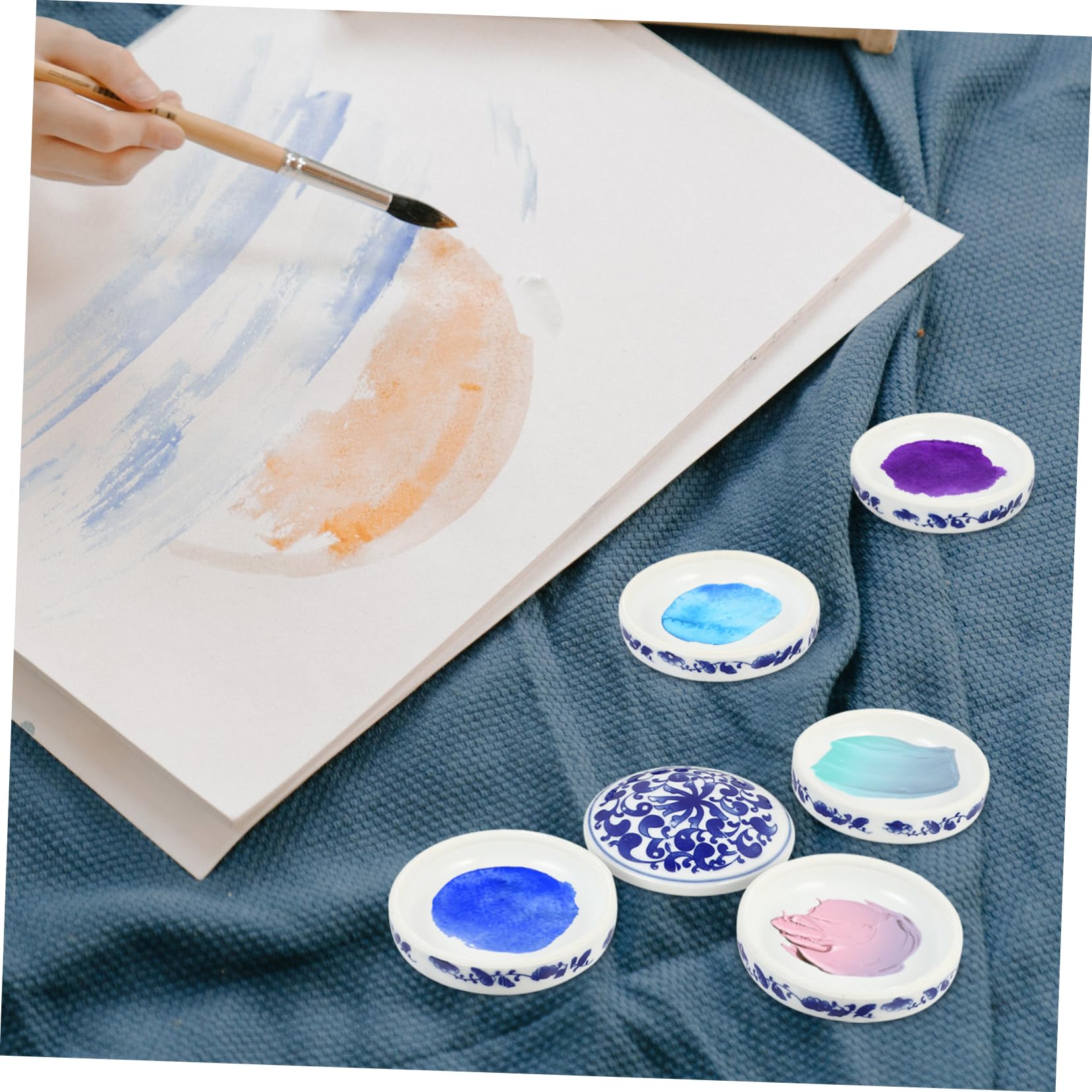 Palette Aquarelle en Céramique pour Étudiants et Peintres
