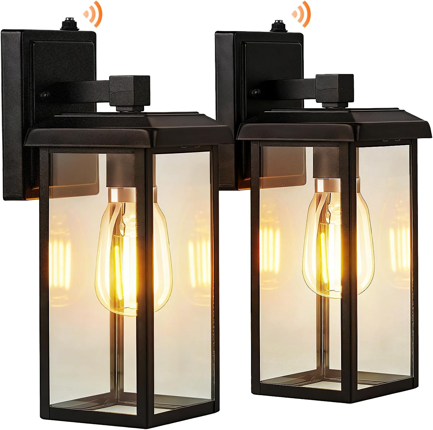 Sylvania Dusk to Dawn Outdoor Wall Light Fixtures, Porch Lights Outdoor/Indoor Wall Sconce, Waterproof Exterior Lights Wall Mount Metal/Black for Patio, Front Door, Garage - 2 Pack (66555)