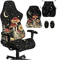Vista 14 de Funda para silla de jugador de hongos, funda para silla de computadora, 4 piezas, con cremallera, con reposabrazos, para estudio en casa, helechos