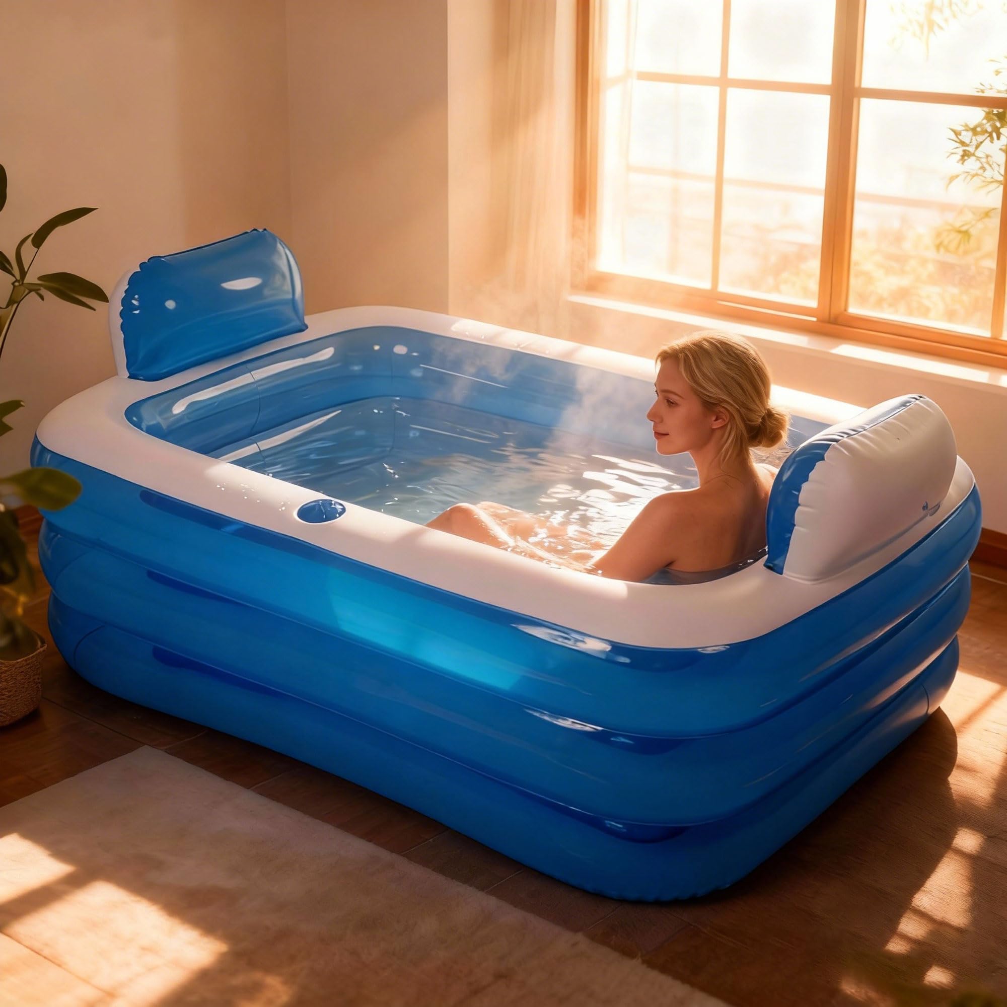 Baignoire gonflable pour adultes – Stable et étanche, baignoire SPA mobile pliable avec pompe électrique, PVC épais, idéale pour le bain de glace et la relaxation (jardin, balcon, douche)