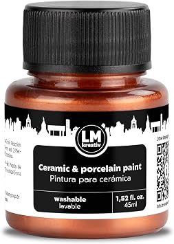 Ceramic & Porcelain Paint 45ml - Metallic Copper - Dishwasher Safe Glass and Ceramic Paint Ideal for Cup Painting, Ceramic Painting, Creative Projects on Glass, Ceramic, Porcelain