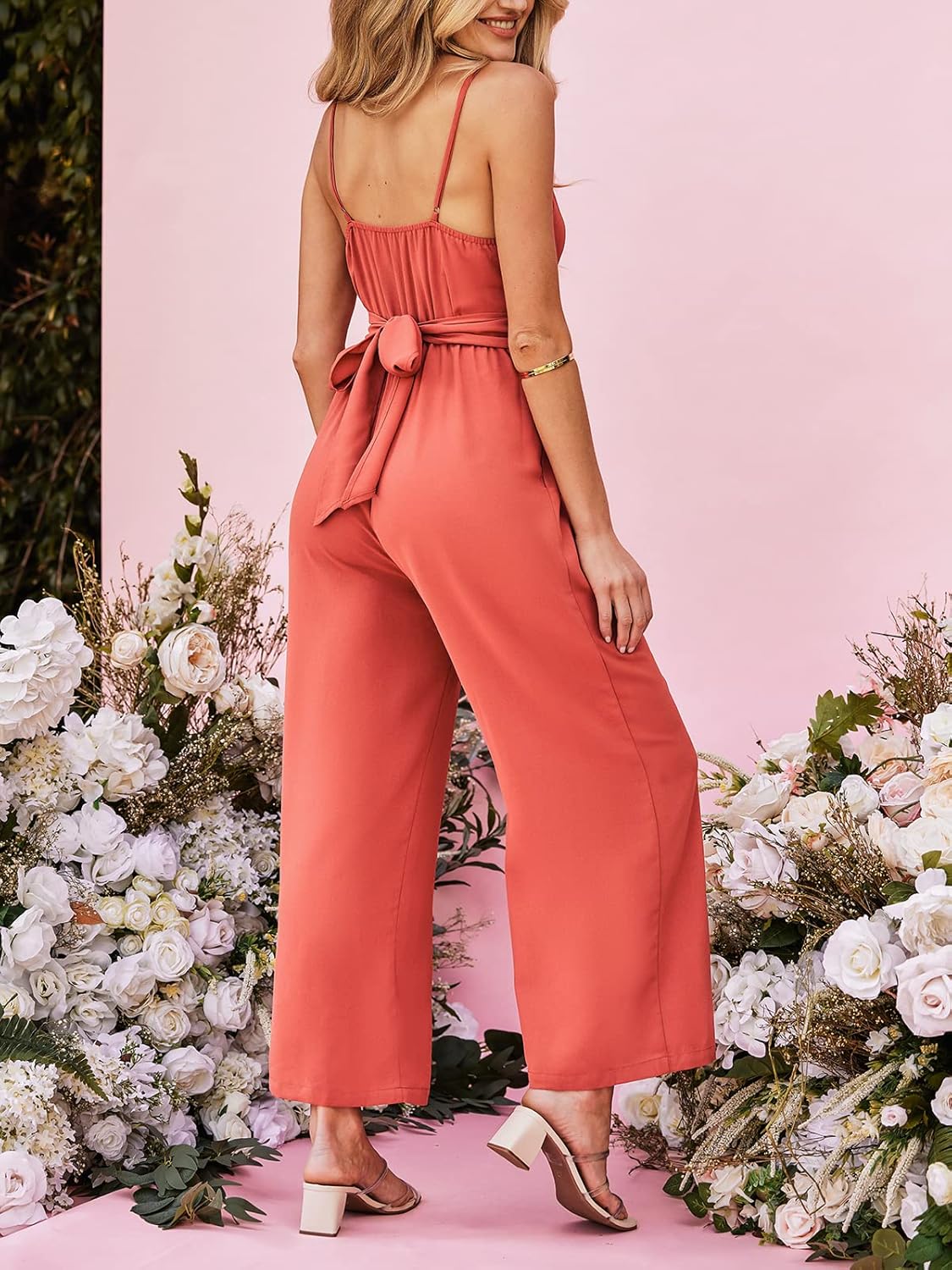 CUPSHE X Madison Honeymoon Wrap Bow Tie Jumpsuit Surplice