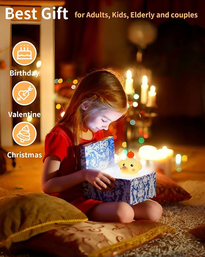 Daixinde Silicone Night Light for Kids, Squishy Light for Nursery, Rechargeable Dimmable Touch Nightlight, Animal LED Lamp with Timer, Cute Elephant Night Light, Bedside Lamps, Kawaii Room Decor photo 2