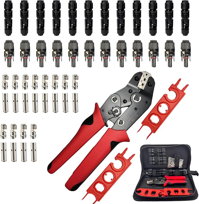 Kit de Alicate Crimpador para Conectores Solares MC4 HIROVAST com 51 Peças