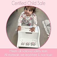 Vista 2 de Taburete de dos pasos natural de mariquitas rojas personalizadas