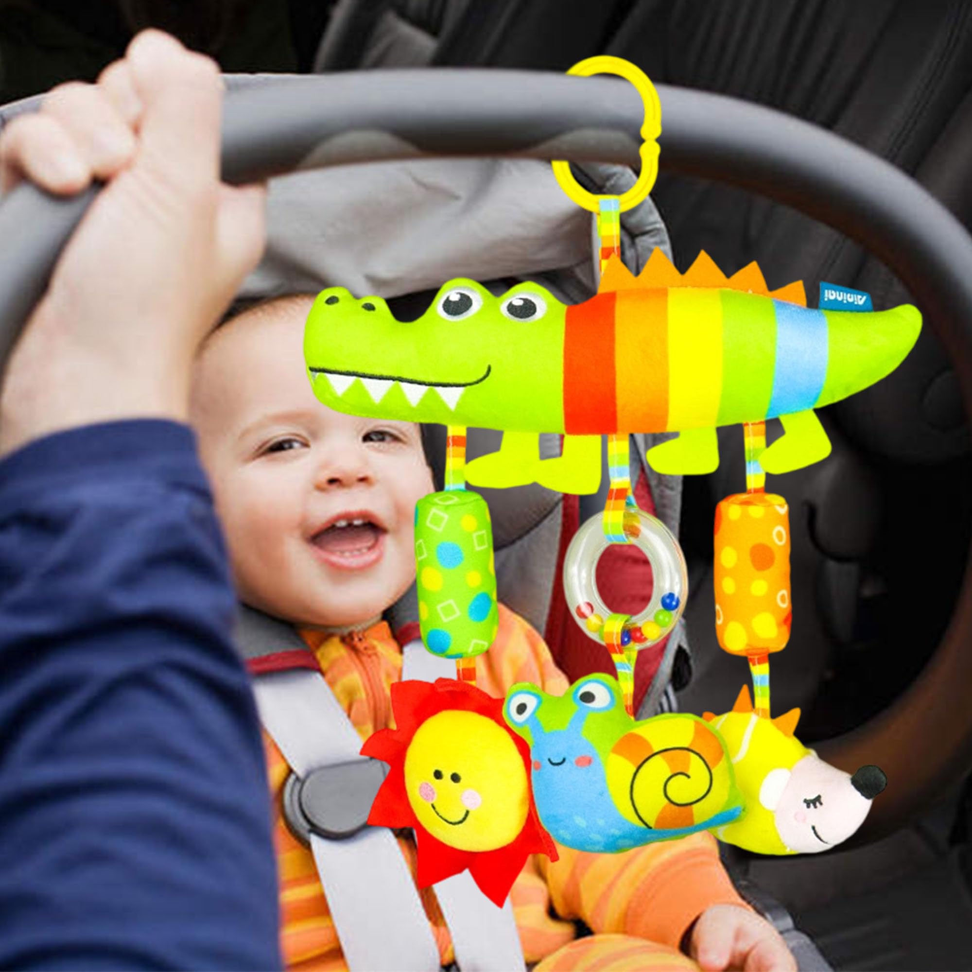 Jouet de Siège de Voiture pour Bébé, Jouet de Poussette, Fournitures Double Face dans la Voiture, Sensoriel pour Bébé, pour les Tout-petits de plus de 6 Mois (Le renard)