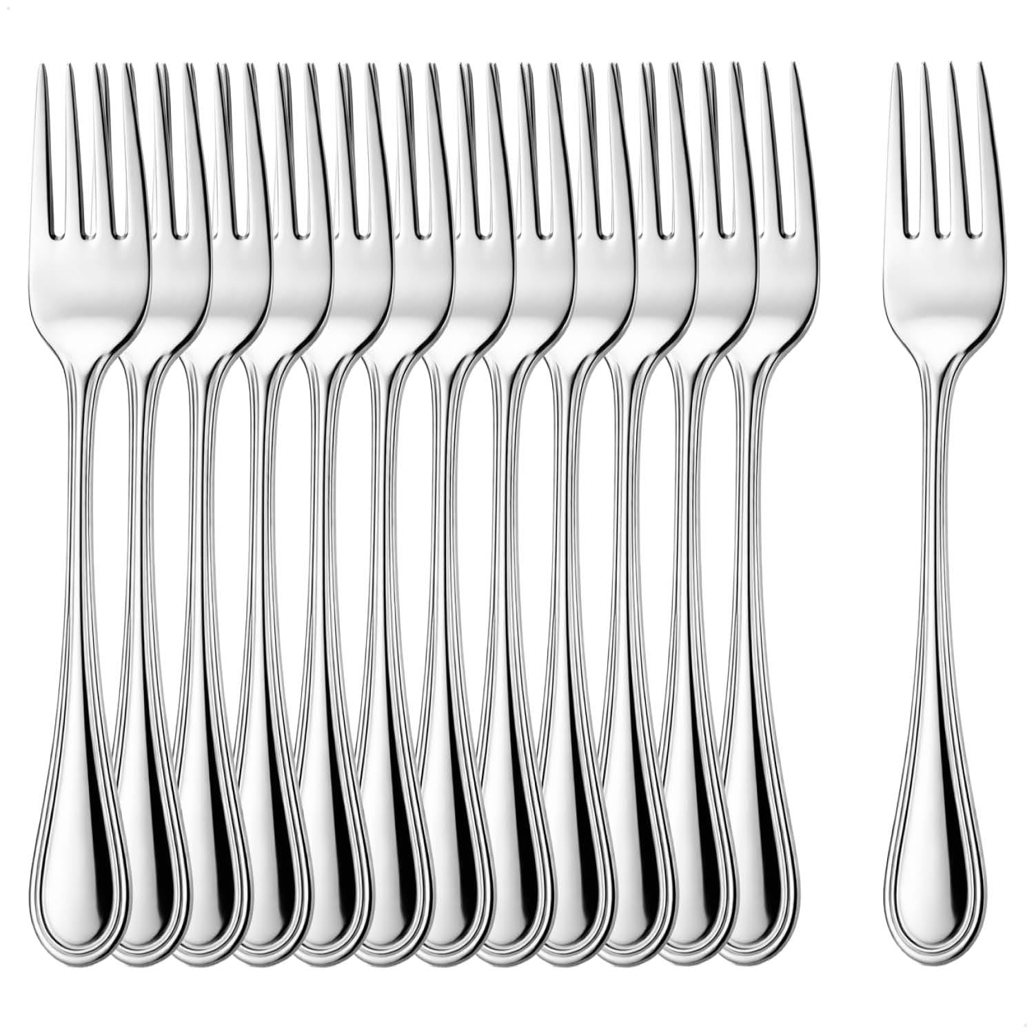 COM-FOUR® 12x Tenedores para Pastel de Acero Inoxidable 430 - Cubiertos Elegantes con un diseño Simple - Tenedores de Postre pequeños - Tenedores de Aperitivo - 15 cm (15cm - 12 piezas)