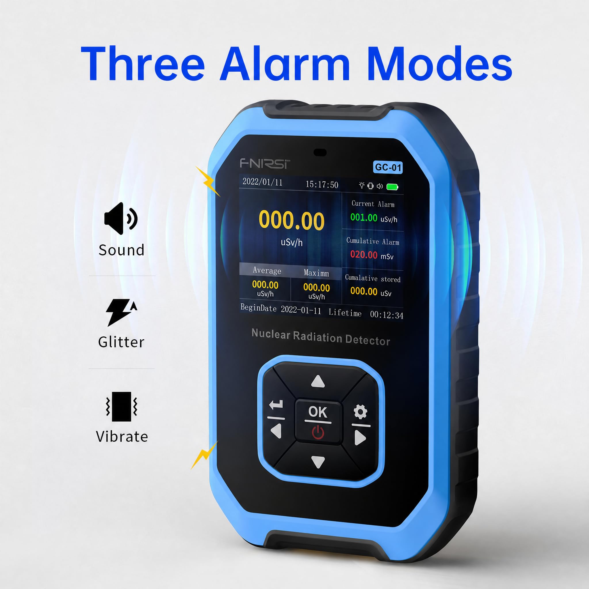 FNIRSI GC-01 Geiger Counter Nuclear Radiation Detector,Curve Display — Amazon image 6