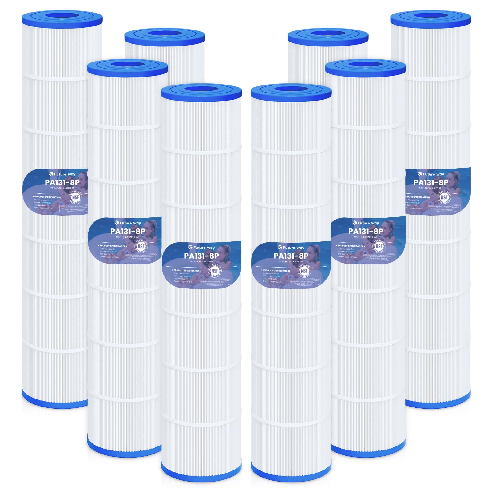 Future Way C5030 Pool Filter Cartridges Replacement for Hayward SwimClear C5030, C5020, C5025, Replace Hayward CX1280XRE, Pleatco PA131, 525 sq. ft, 2 x 4-Pack (8 Cartridges Total)