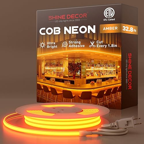 Miniatura 26 de Shine Decor Cuerda de Luces LED COB CA 120V, 800lm Ultra Brillante, IP65 Impermeable Resistente al Frío Tira de Neón ETL, Iluminación en Cinta Sin