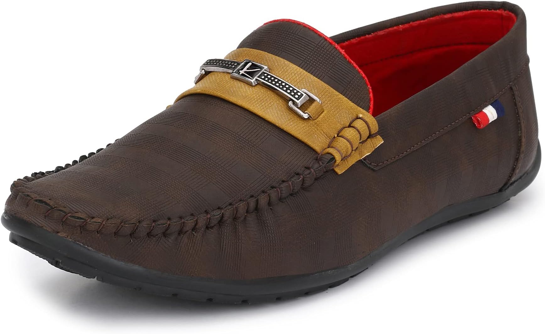 KNOOSBrown Faux Leather Loafer Shoes for Men - 6 UK