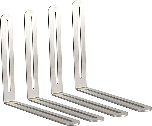 Miniatura 7 de Soporte de estante 4 piezas, soporte flotante con fijación flexible de agujero largo, soportes en L de acero inoxidable para madera, estantería