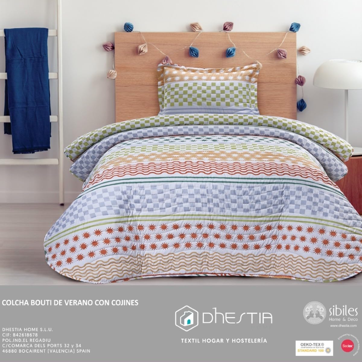 DHESTIA HOME Colcha Bouti Cosida Cama Infantil y Juvenil Modelo Marsella Color Único Talla Cama 90