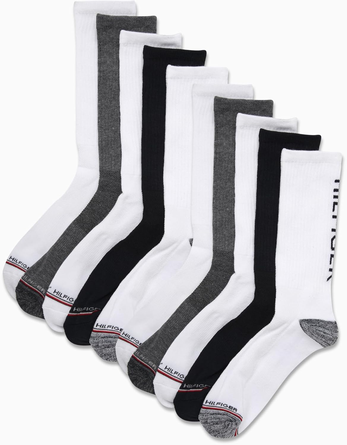 Tommy Hilfiger Mens Crew Socks - 10 Pack Moisture Wicking Cushioned Crew Running Socks for Men for Sports & Workout - Image 4
