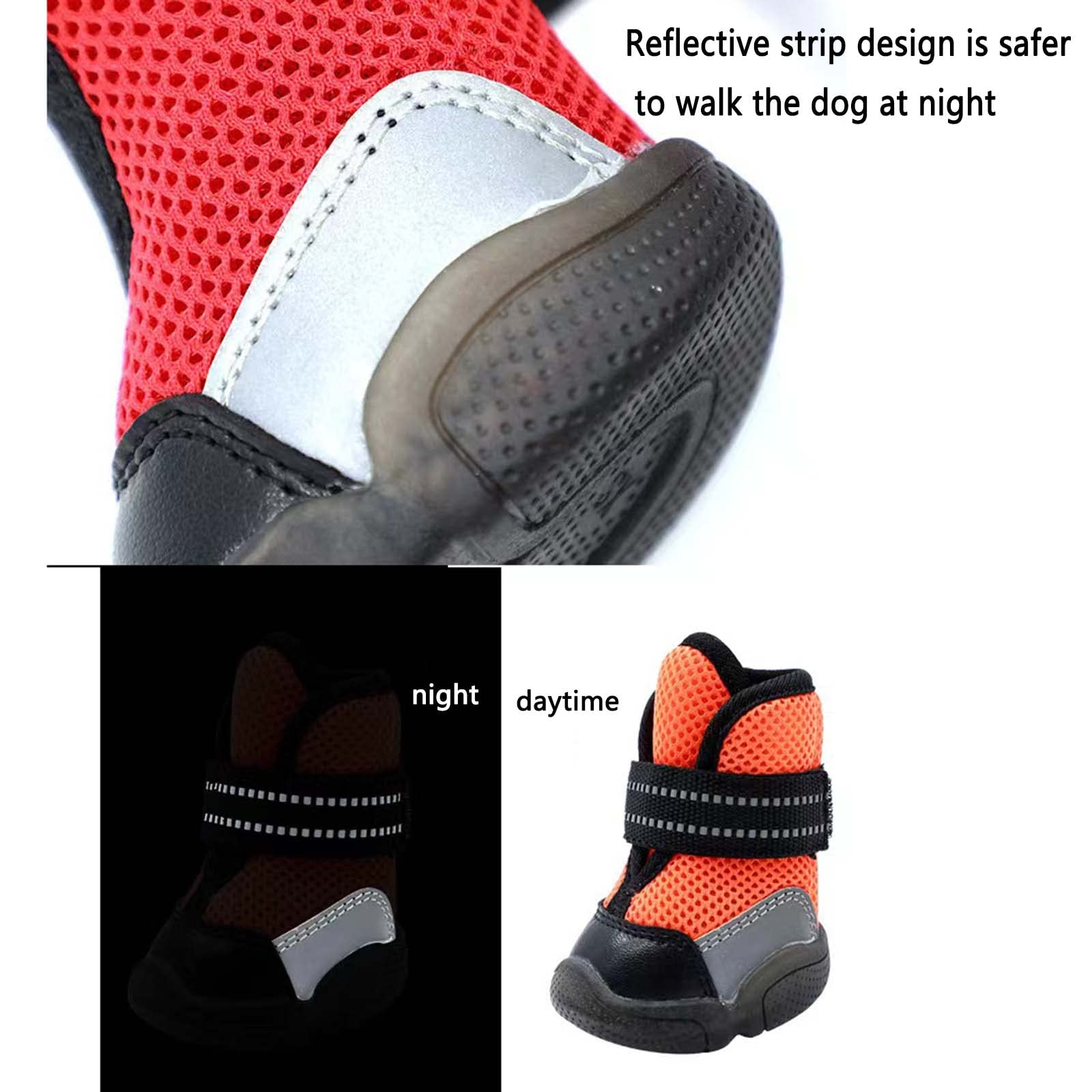 JUSHZ Hundeschuhe Wasserdicht Pfotenschutz Dog Shoes Hund Schuhe Für Große Hunde Atmungsaktiv 4er-Set Abriebfester Anti Rutsch Gegen Hitze Haustierschuhe Mesh-Tuch (4,Blue)