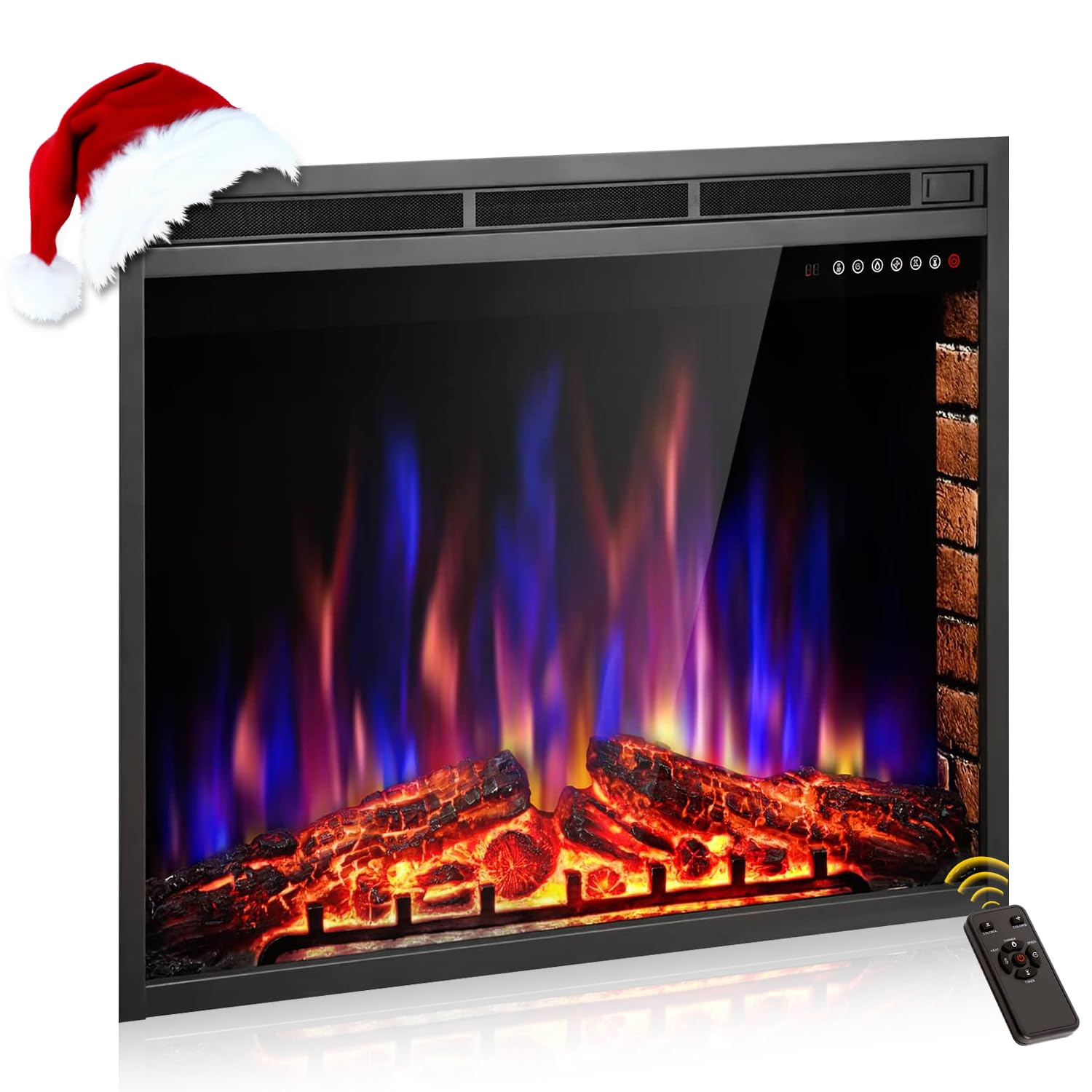 XBeauty 36” Electric Fireplace Insert, Electric Heater with Touch Screen,Colorful Flame & Timer Control,750W-1500W and Remote Control.