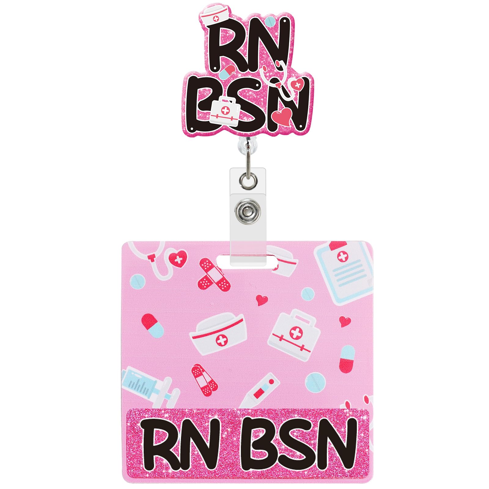 CTOHN Retractable RN BSN Badge Holder Reels and Buddy, Registered Nurse Nursing Name Tag Card with ID Clip, RN BSN Accessories for Work Nurses Gifts