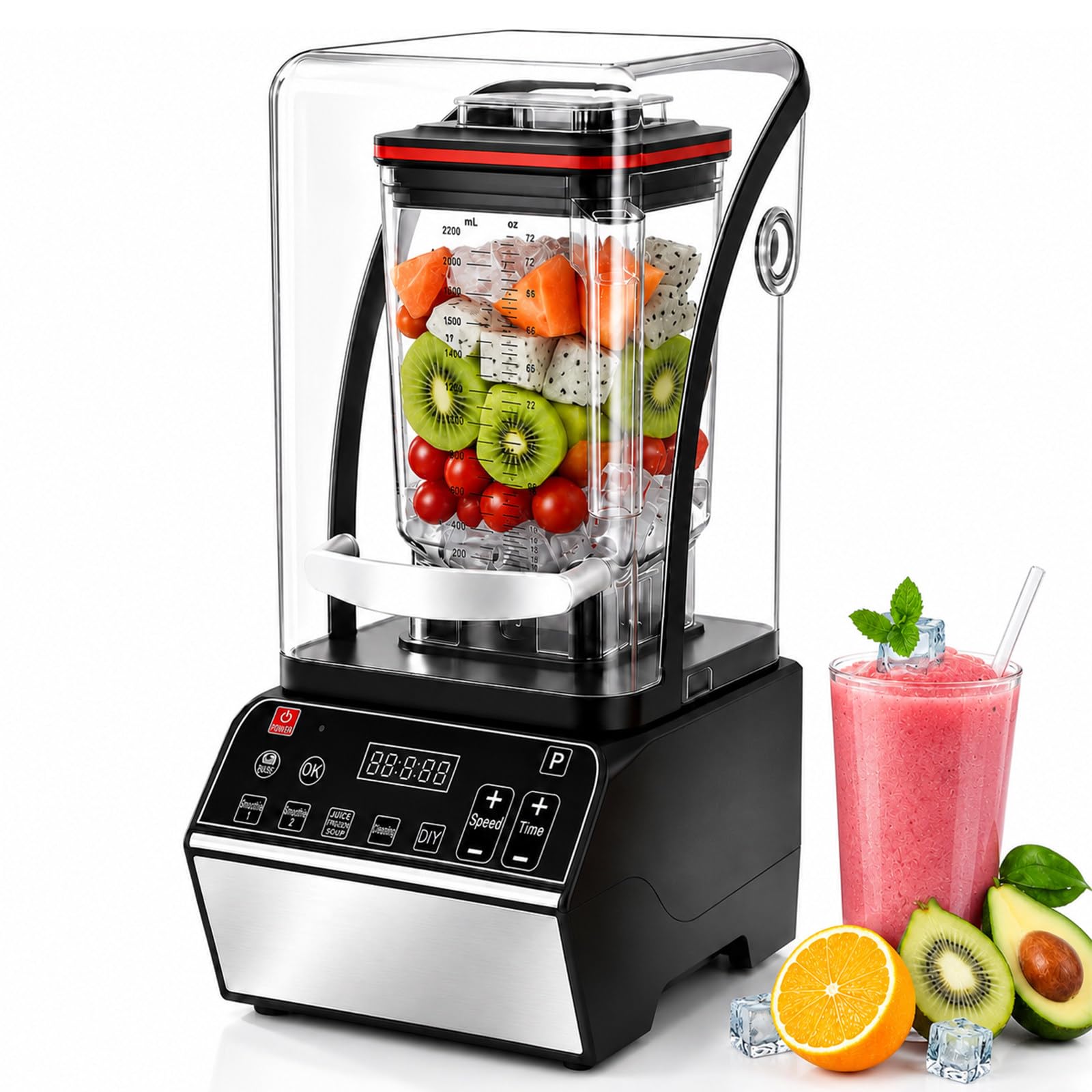 Shumiao Multicolor Heavy Duty Commercial Blender, 46000 Rpm, 6 Presets, Quiet Shield