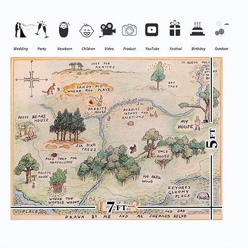 Miniatura 2 de Fondo de oso de bosque de 100 acres para baby shower, fondo de oso de 7 x 5 pulgadas, fondo de oso de feliz cumpleaños, oso para el hogar, fondos