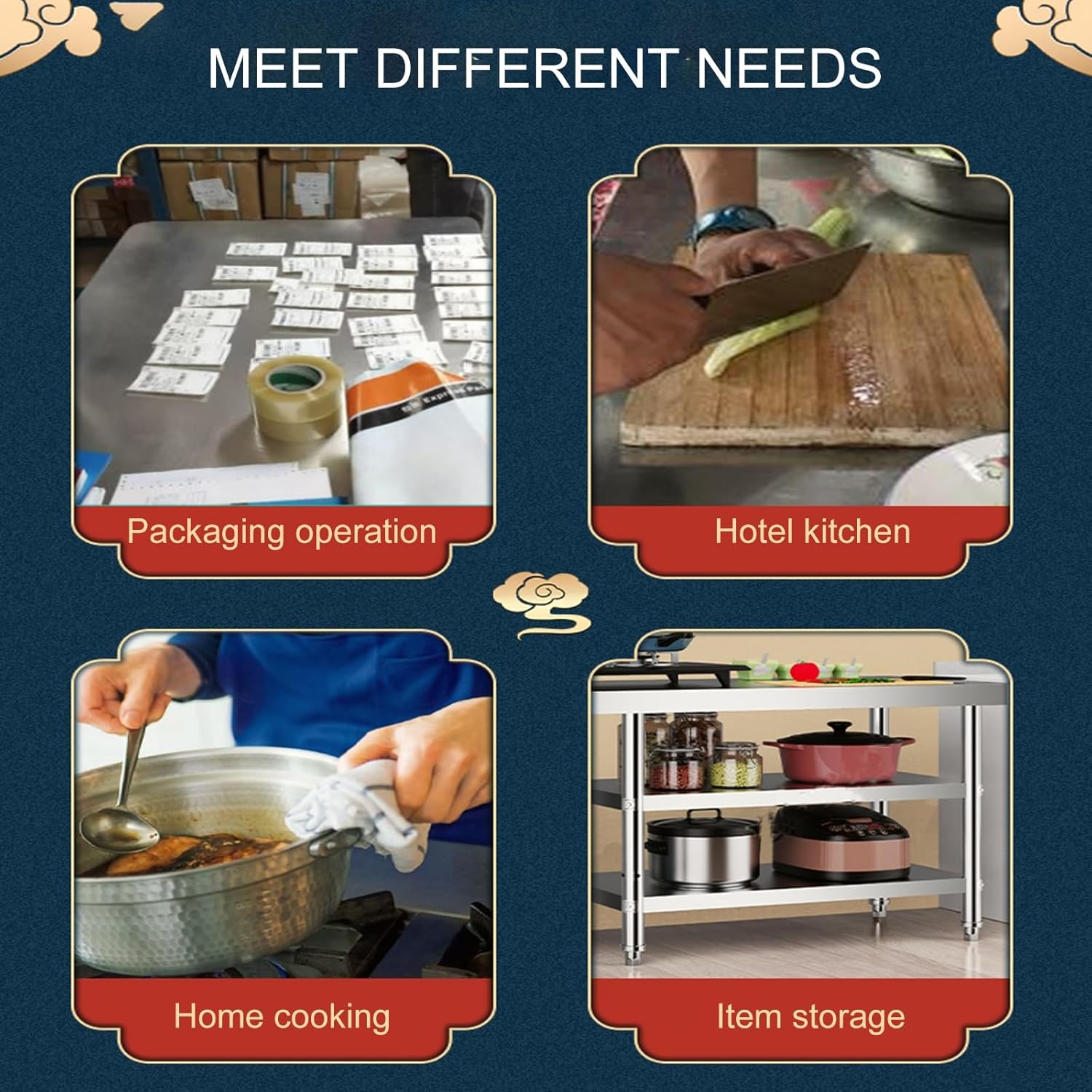 Catering Work Bench Table, Stainless Steel Work Table With Adjustable Feet, for Commercial Kitchen Restaurant, Heavy Duty Work Table Food Prep Workbench, for Kitchen Garage(100*40cm/39.3*15.7")