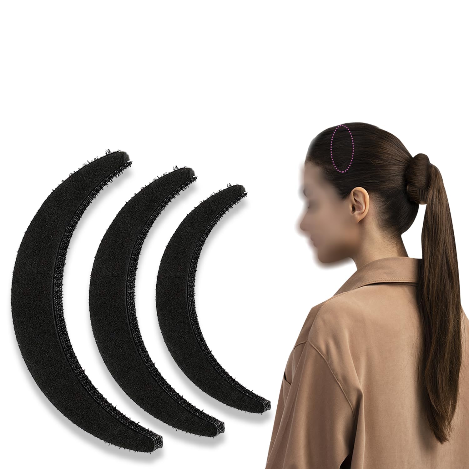 TEMPERIA Hair Bun & Puff Maker for Women & Girls - Hairstyle Bumpits Accessories for Buns, Juda, French Twists & Updos - Modern Bun, Hair Bump Up & Puff Clips & Styling Tools - 3pcs Different Sizes