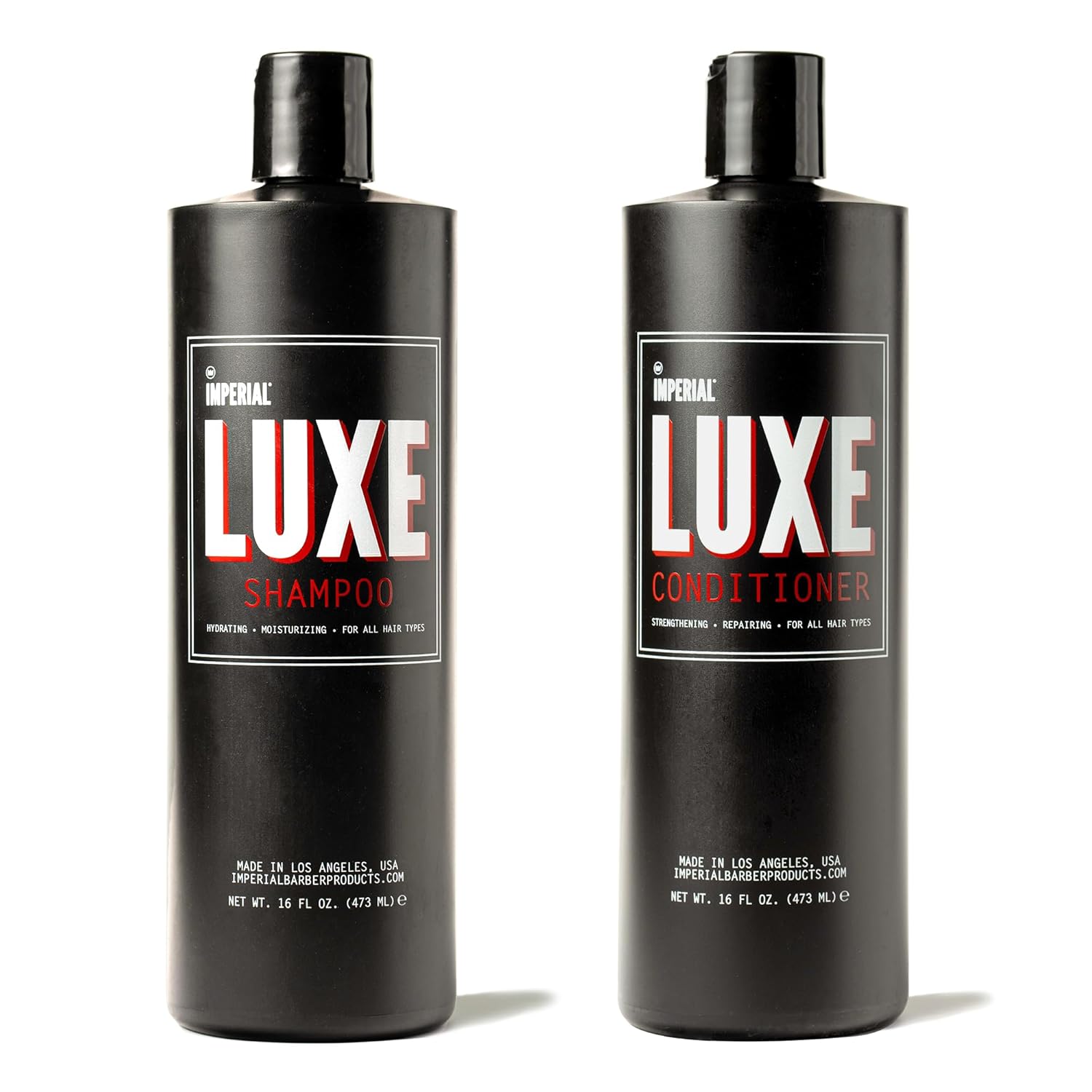Imperial Barber Luxe Hair Shampoo & Conditioner Combo 16oz - Organic & Naturally Derived Ingredients, USA Made, Sulfate-Free, Paraben-Free, Gluten-Free - Strengthens, Nourishes & Hydrates