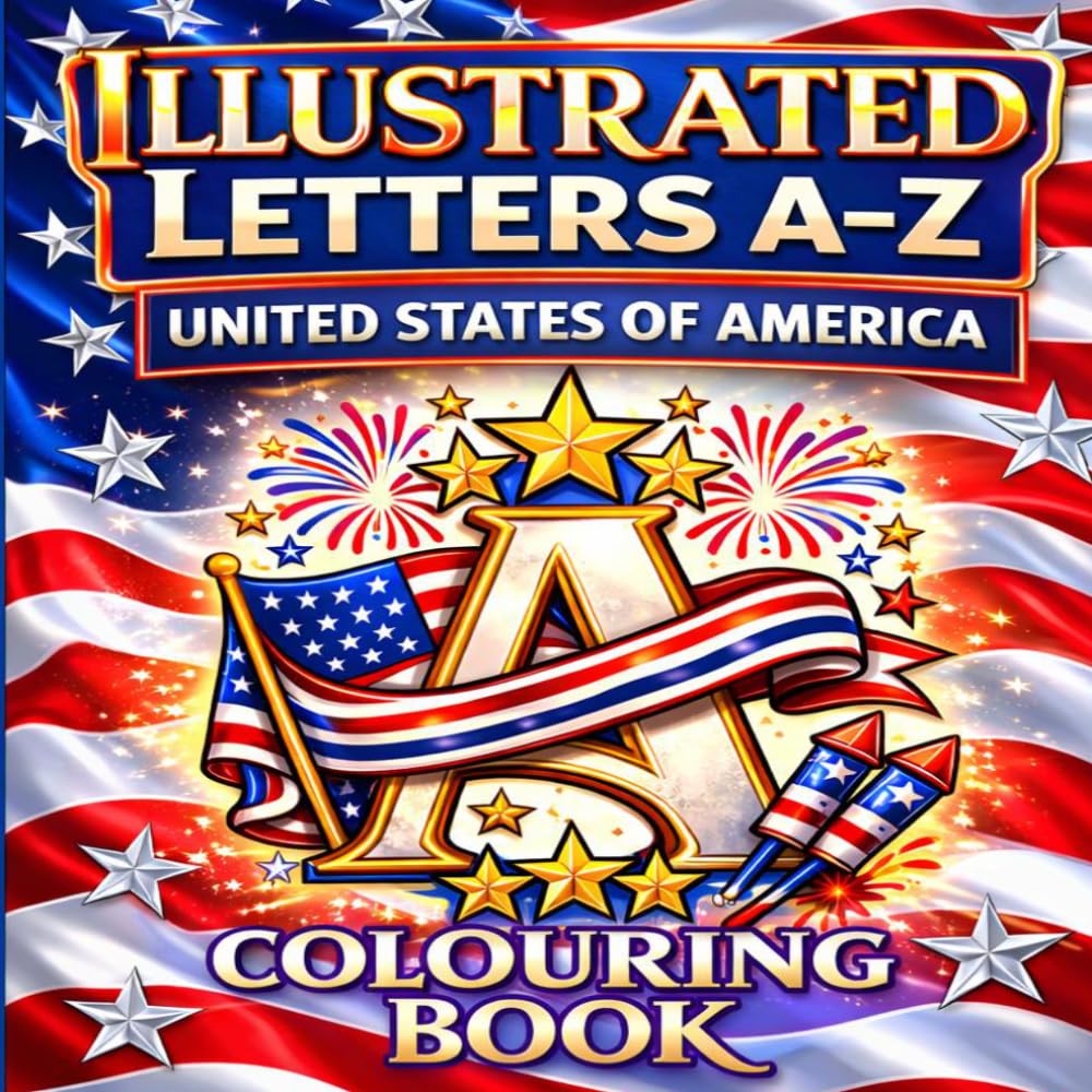 Illustrated Letters A-Z Colouring Book: United States of America Alphabet Letters Inspired by Patriotic Symbols of USA