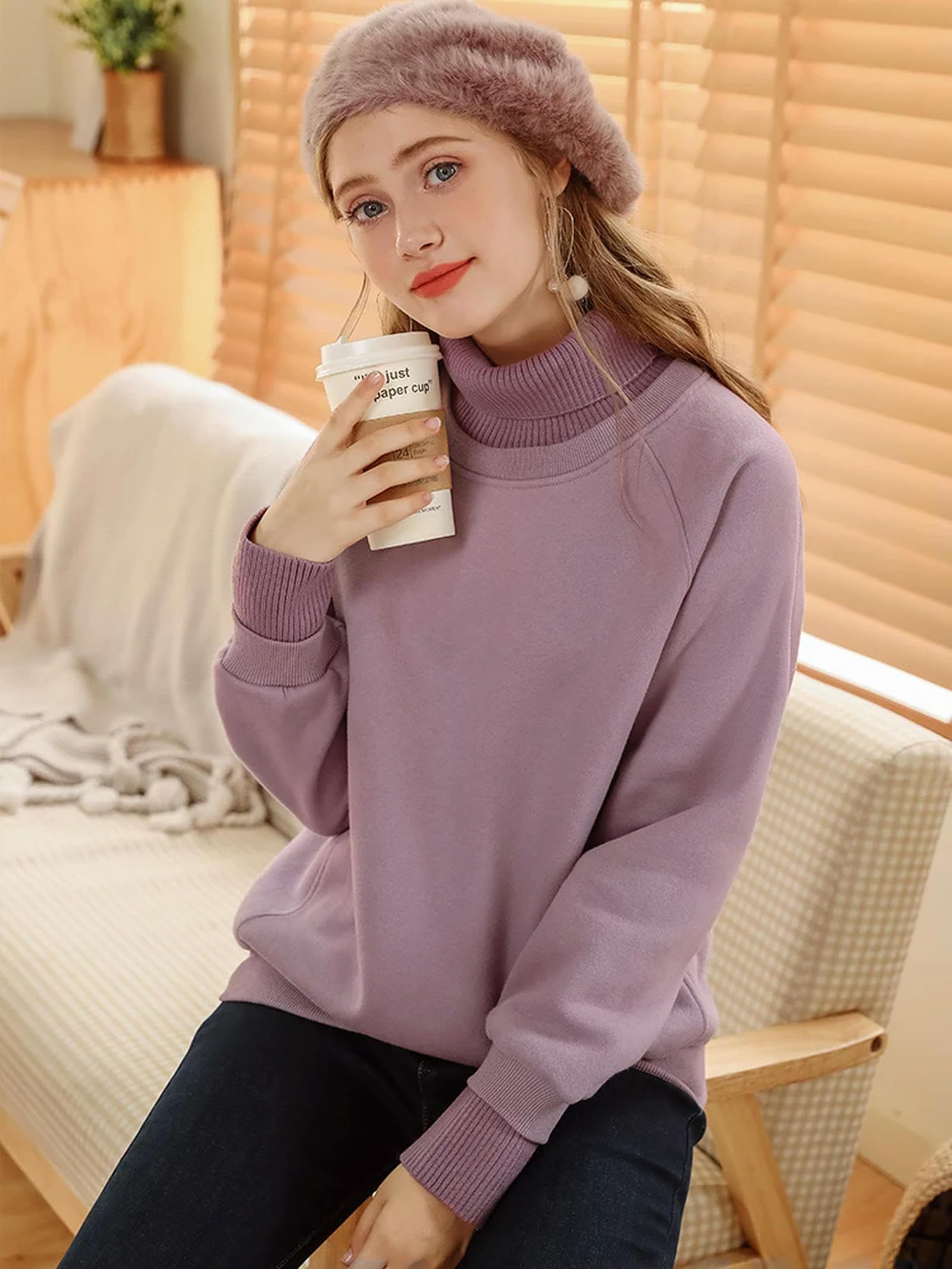 Bluza z kapturem damskie wąskie długie rękawy patchworkowe bluzy z golfem ciepłe topy