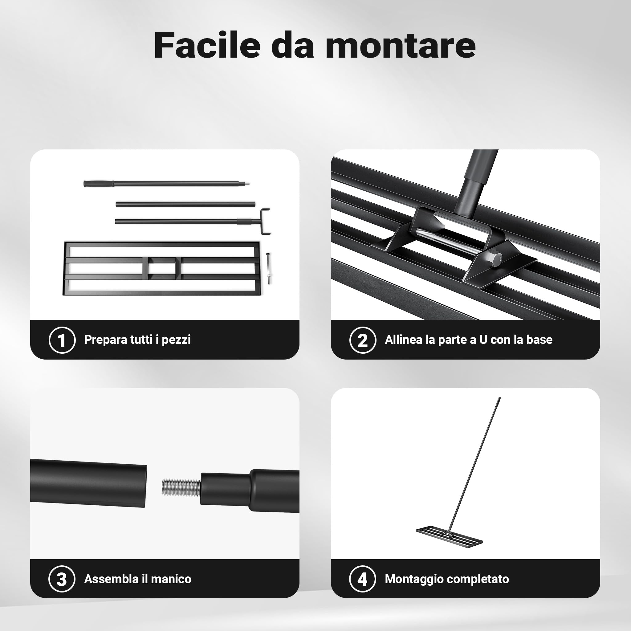 Wiltec Rastrello livellatore in alluminio 120 x 25 cm, per livellamento e sabbiatura di terreni prati