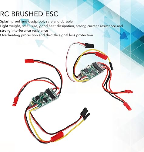 Miniatura 2 de RC cepillado ESC, 2 unidades de 6 V-14 V bidireccional cepillado ESC 2S-3S Lipo RC controlador de velocidad de motor cepillado para modelo RC coche,