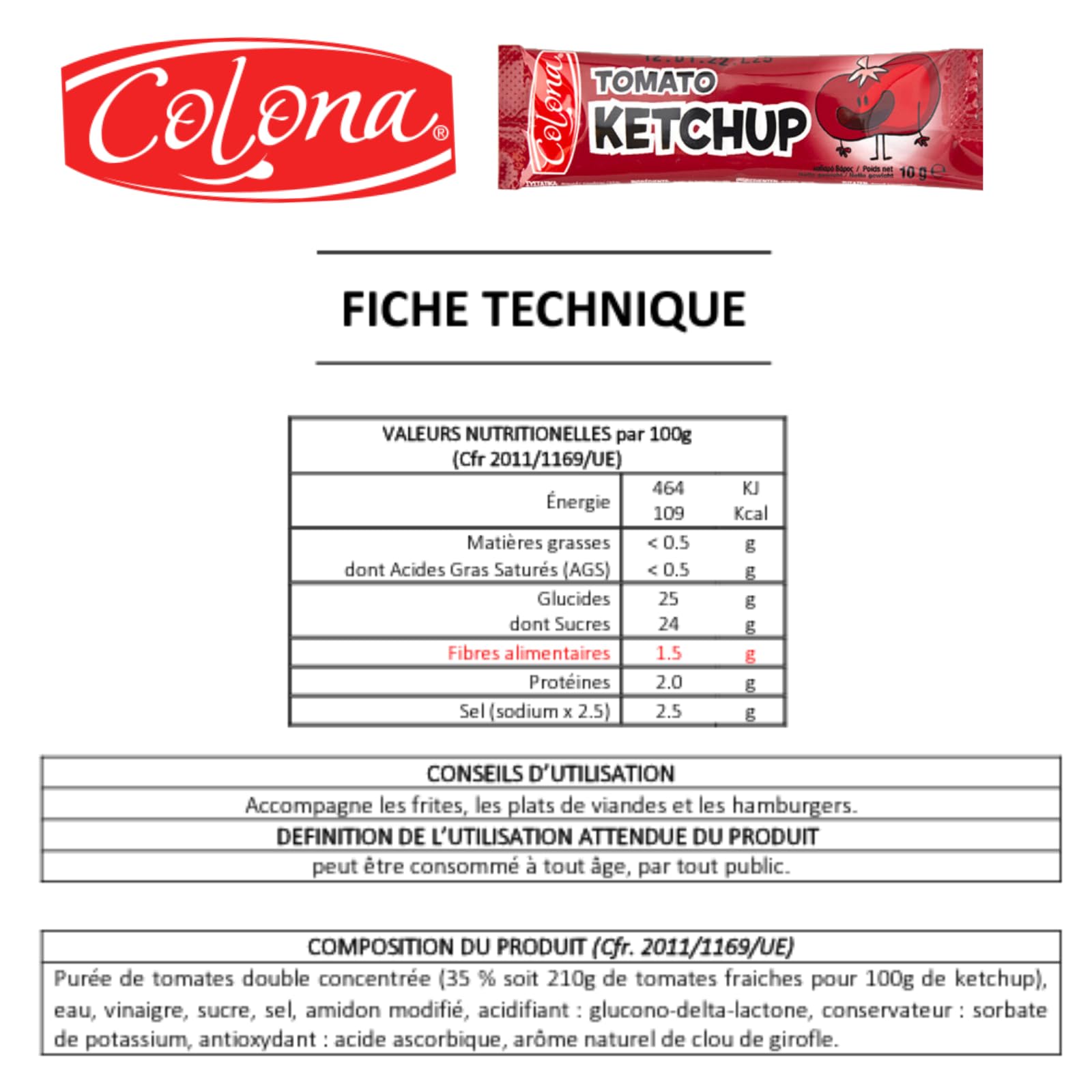 stick sauce Ketchup Colona 10g (500)