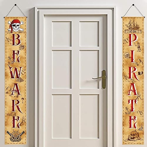 Cartel de puerta con temática pirata, cartel de porche con diseño de mapa del tesoro para el primer segundo, 3, 4, 5 y decoración de fiesta de baby