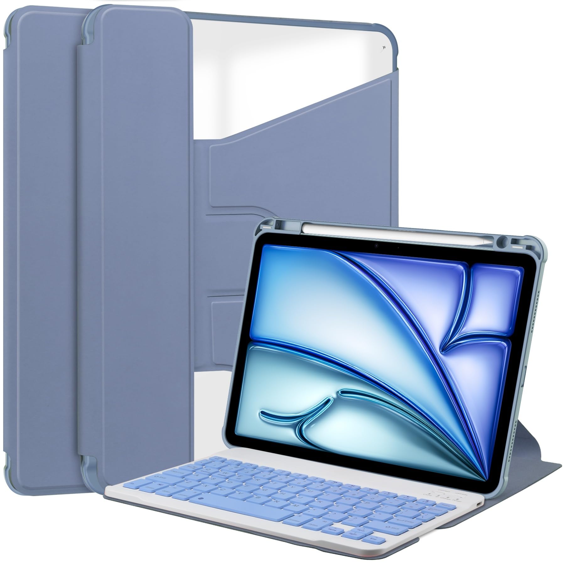 Etui na tablet z uchwytem na rysik i powłoką anty- Kompatybilny z iPadem Air 11" (M2) 2024/dla iPada Air 5. generacji 10.9"2022 z klawiaturą dla Air 4. generacji 10.9 cala 2020/Pro 11" 2018, obrotową