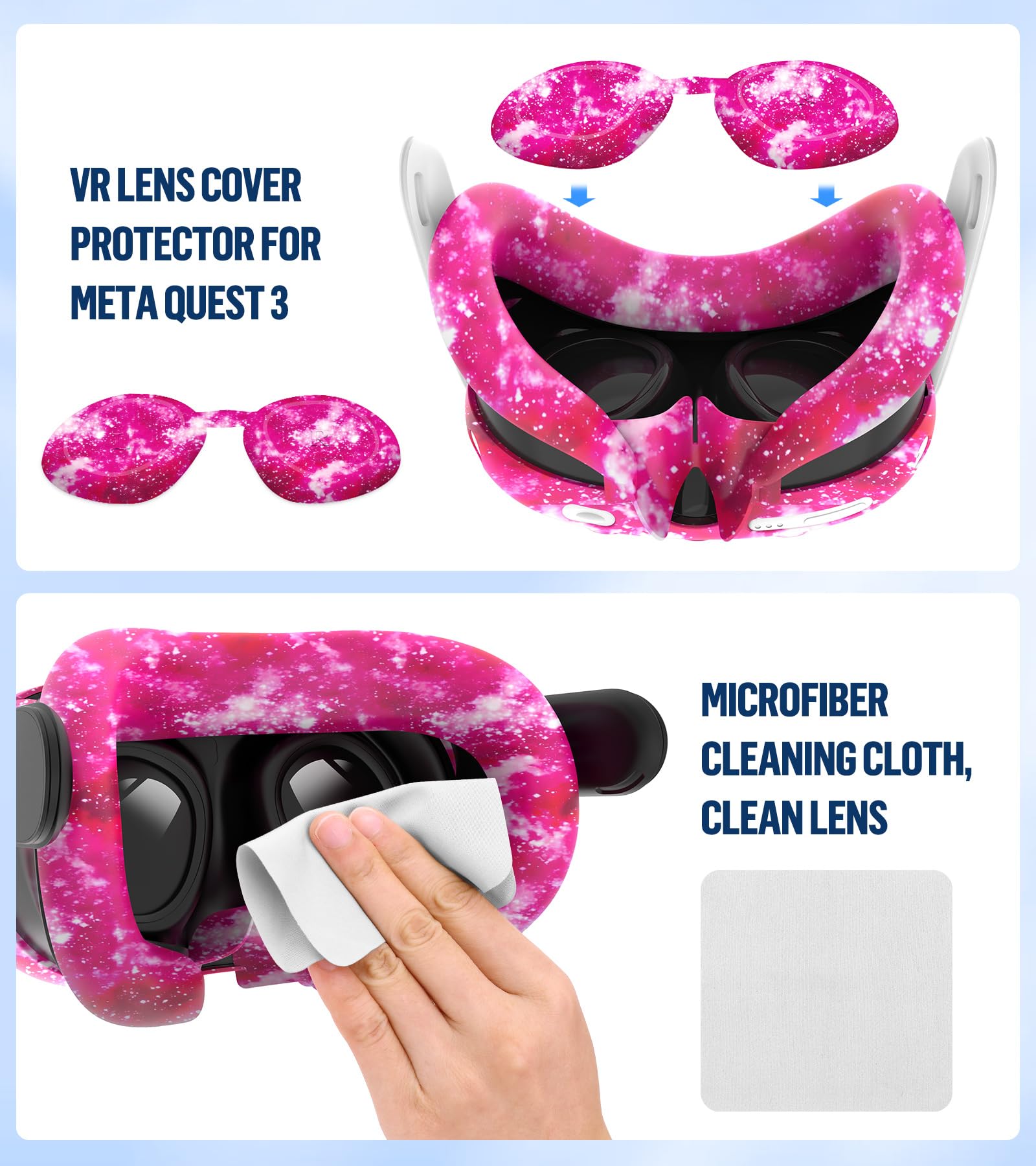 Juego de fundas de silicona compatibles con Oculus/Meta Quest 3, funda de agarre para controlador táctil, cubierta de carcasa de realidad virtual, cubierta de interfaz facial, cubierta