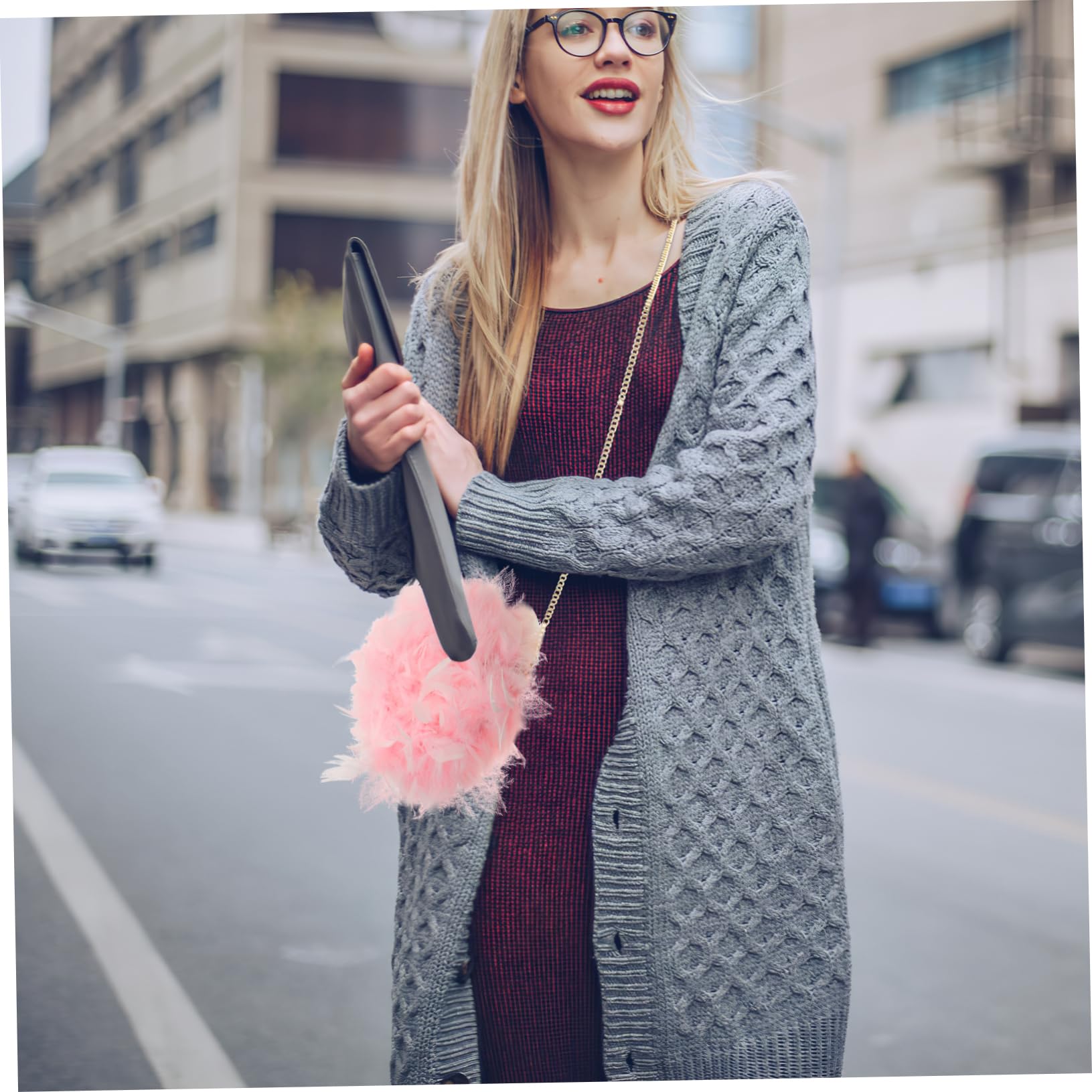 FRCOLOR Bolsa De Mensajero Bolsa De Hombro Almacenamiento De Bolsos De Moda Bolsa De Felpa Mujer Bolsa De Almacenamiento Bolsos De Mujer Bandolera Bolso De Mensajero Femenino Metal Azul