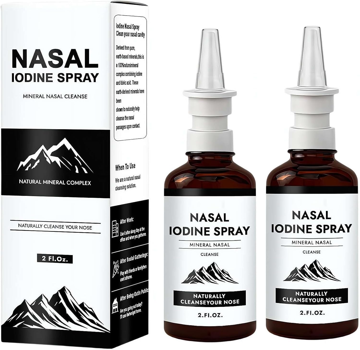 Wmool Iodine Nasal Spray, Daily Cleanses & Care Your Nasal Passages with Iodine & Fulvic Acid, Fine Mist Mist Non-Medicated Nasal Spray for Dry Air, Travel & Daily Use, 60 ml