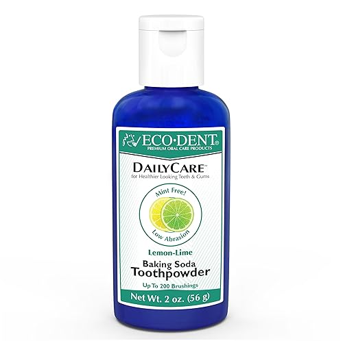 Eco-Dent DailyCare - Polvo de dientes de bicarbonato de sodio, limón y lima, polvo de pasta de dientes sin flúor, polvo de dientes sin SLS con