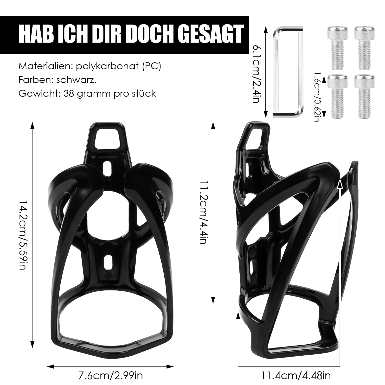 Portabidones Bicicleta - Pack de 2 Portabotellas Bici Mejorada, Porta Bidones para Bici MTB Bicicleta de Carretera, Incluye Tornillos y Herramienta de Montaje