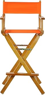 Casual Home 30" Director's Chair Honey Oak Frame-with Tangerine Canvas, Bar Height