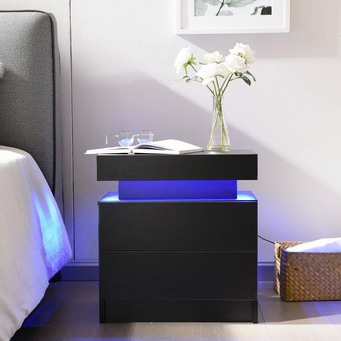 Buy Generic Nightstand Set of 2 LED Nightstand with 2 Drawers, Bedside