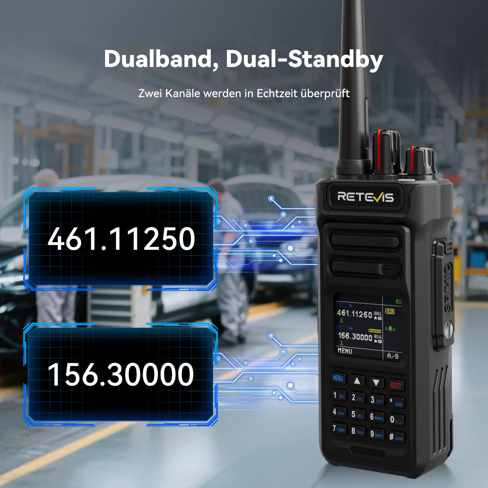 Retevis RT29S Walkie Talkie Wasserdichtmit, Handfunkgerät mit 6 Wege Ladegerät, Großer Reichweite, Professionelles IP67, LCD-Bildschirm Rauschunterdrückung Gruppenruf für FürIndustrie (6er-Pack)