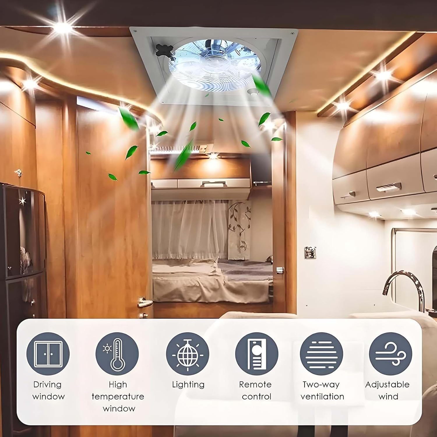 Upgraded RV Roof Ventilation System - Smart Remote, 10-Speed Air Circulation, ABS+PC Material, Intelligent Rain Sensor Instantly Closes Cover, Fits Most Trailers/Motorhomes 360mm