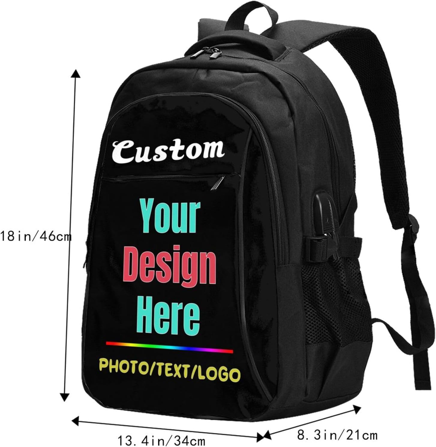 Custom Backpack Personalized Laptop Bags for WomenMen with Photo Text Customized Travel Computer Bookbag with USB Port Style 2