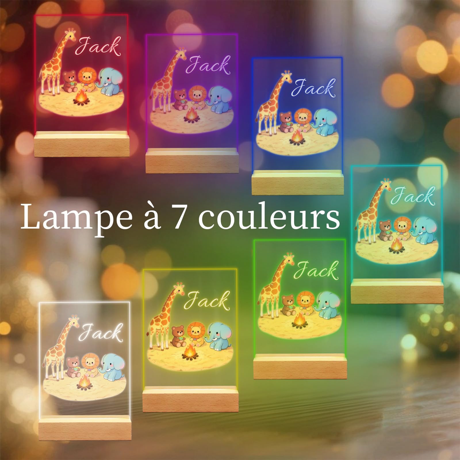 Cadeau Bébé Personnalisé, Lampe de Chevet Personnalisée pour Chambre d’Enfant, Souvenir de Baptême,Cadeau de Noël et Fête pour Enfants