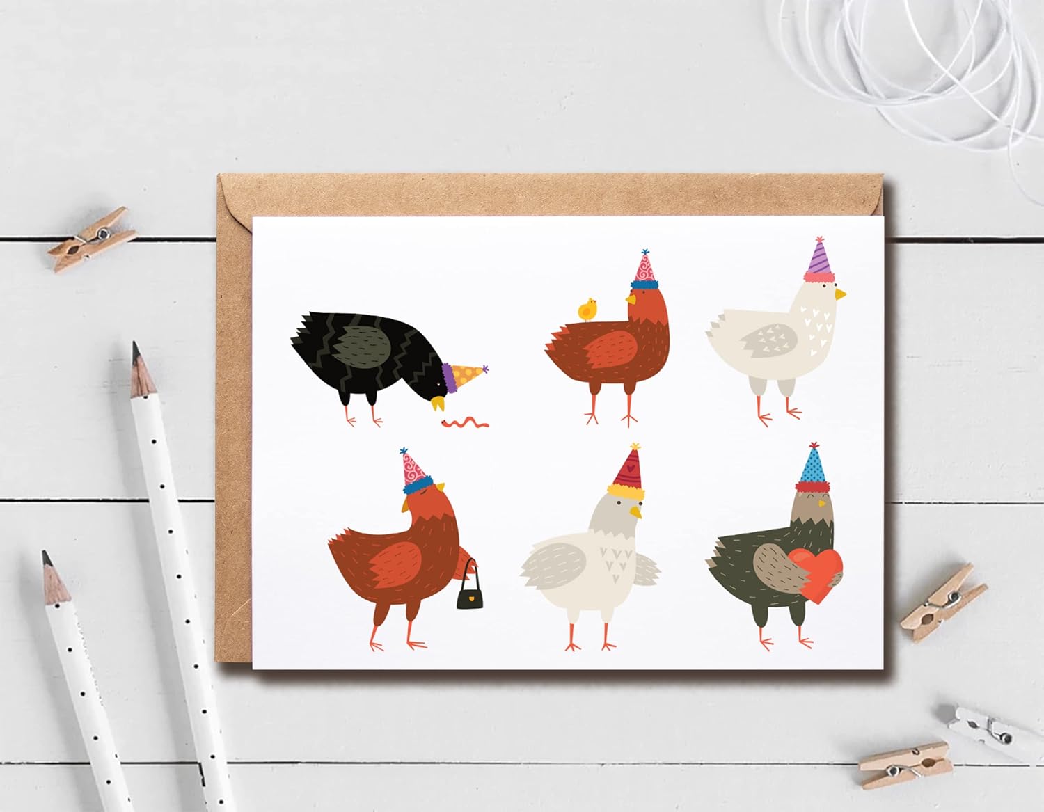 EruditeGifts Birthday Card - Funny Chicken Design - Illustrated, Premium Cardstock - Farmhouse Style - Includes Envelope - Image 4