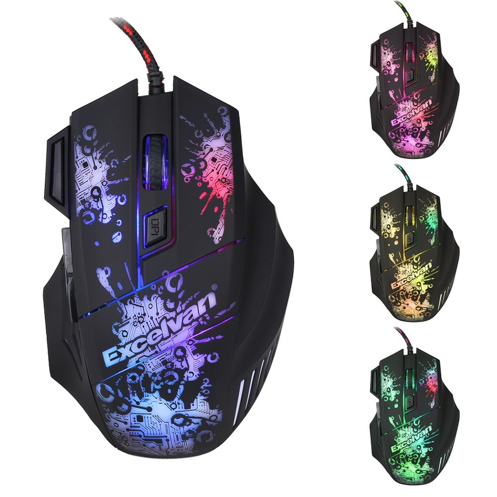 Amazon.com: 7 Buttons LED USB Wired Gaming Mouse Adjustable 3200DPI for ...